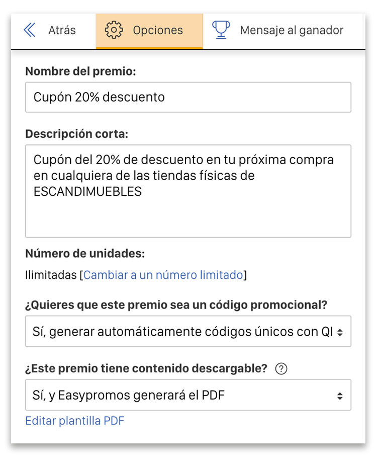 crear cupon en pdf