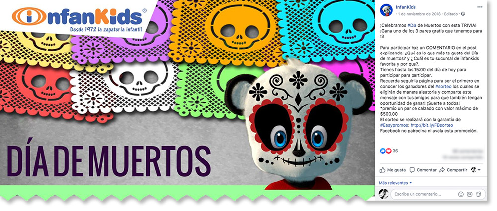 ejemplo de sorteo en fb del Día de Muertos