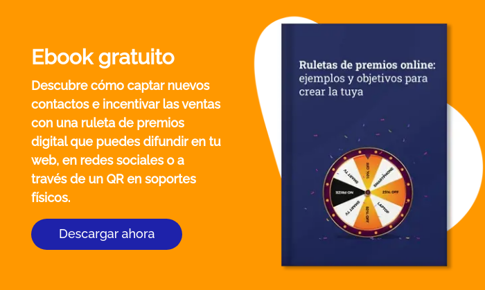 Ebook gratuito Descubre cómo captar nuevos contactos e incentivar las ventas con una ruleta de premios digital que puedes difundir en tu web, en redes sociales o a través de un QR en soportes físicos.  