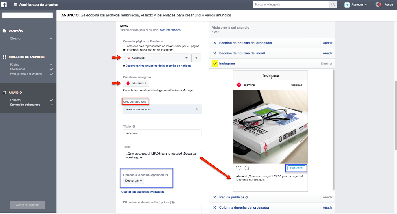 texto y url